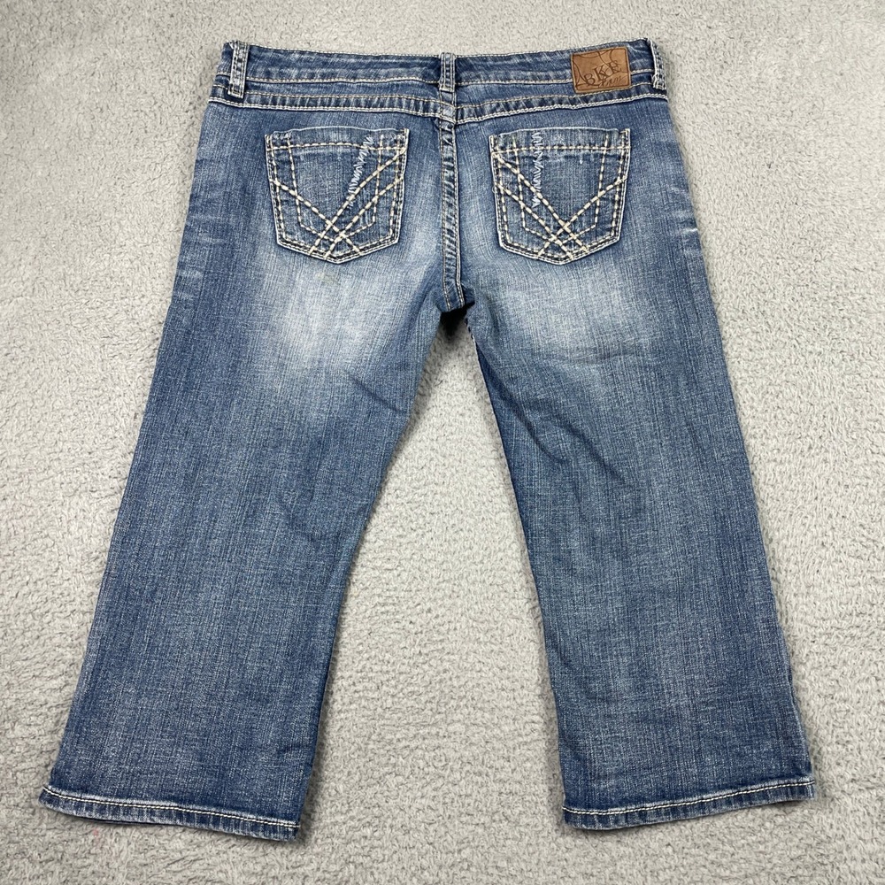 BKE Madison Capri Jeans 30 (Fits 32x20) Blue Distressed Denim Stretch Cropped - Picture 2 of 12